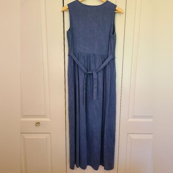 Vintage D. Frank 2 PC Sleeveless Denim  Tie Back Maxi Dress with Jacket Size 10 - Picture 12 of 16